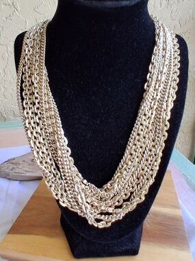 Funky Multi-Chain Versatile Necklace In Silvertone To Make A Statement.